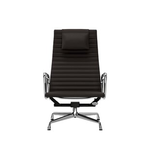 Vitra Aluminium Chair EA 124 - Leder - chocolade - verchroomd