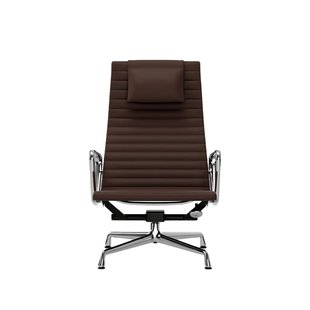 Vitra Aluminium Chair EA 124 - Leder - kastanje - verchroomd
