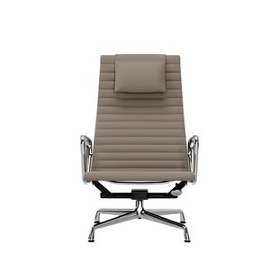 Vitra Aluminium Chair EA 124 - verchroomd - Leder - zand