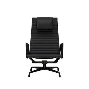 Vitra Aluminium Chair EA 124 - Leder - asfalt - diepzwart