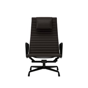 Vitra Aluminium Chair EA 124 - Leder - chocolade - diepzwart