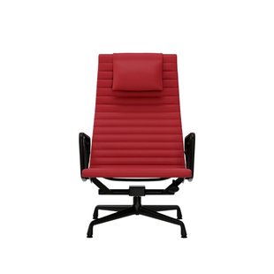 Vitra Aluminium Chair EA 124 - Leder - rood - diepzwart