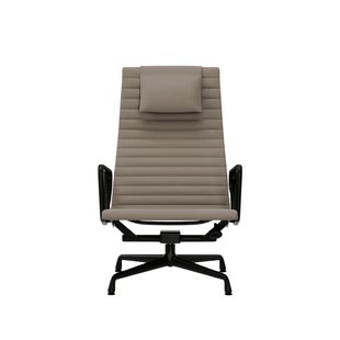 Vitra Aluminium Chair EA 124 - Leder - zand - diepzwart