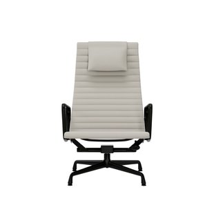 Vitra Aluminium Chair EA 124 - diepzwart - Leder - snow