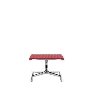 Vitra Aluminium Chair - EA 125 - Kruk - Leder - rood - verchroomd