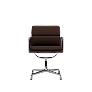 Vitra Soft Pad Chair EA 208 - Leder/Plano - kastanje/bruin - verchroomd