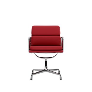 Vitra Soft Pad Chair EA 208 - Leder/Plano - rood/poppy red - verchroomd