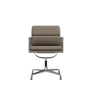 Vitra Soft Pad Chair EA 208 - Leder/Plano - zand/coffee - verchroomd