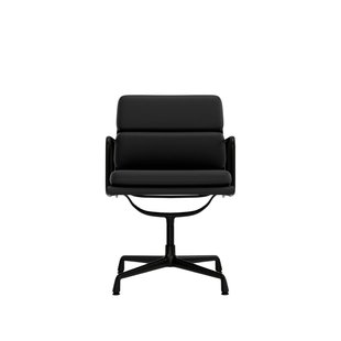 Vitra Soft Pad Chair EA 208 - Leder/Plano - asfalt/donkergrijs - diepzwart