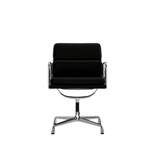 Vitra Soft Pad Chair EA 208 - Leder Premium F/Plano - nero/nero - verchroomd