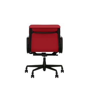 Vitra Aluminium Chair - Soft Pad - EA 217 - Wieltjes voor harde bodems - Leder Premium F/Plano - red stone/rood-cognac - diepzwart