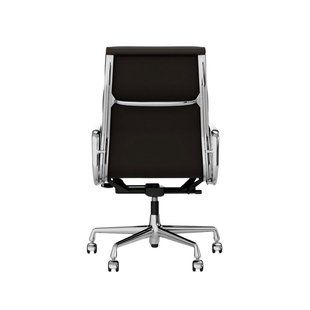 Vitra Soft Pad Chair EA 219 - Wieltjes voor harde bodems - Leder/Plano - chocolade/bruin - verchroomd