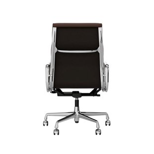 Vitra Soft Pad Chair EA 219 - Wieltjes voor harde bodems - Leder/Plano - kastanje/bruin - verchroomd