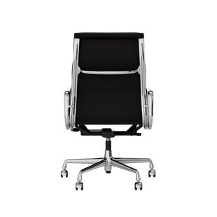 Vitra Soft Pad Chair EA 219 - Wieltjes voor harde bodems - Leder Premium F/Plano - nero/nero - verchroomd
