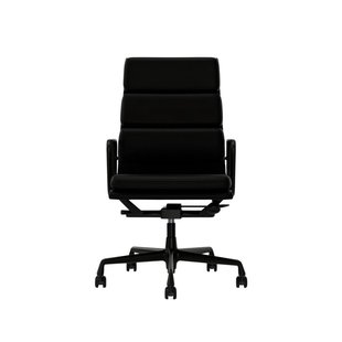Vitra Soft Pad Chair EA 219 - Wieltjes voor harde bodems - Leder Premium F/Plano - nero/nero - diepzwart