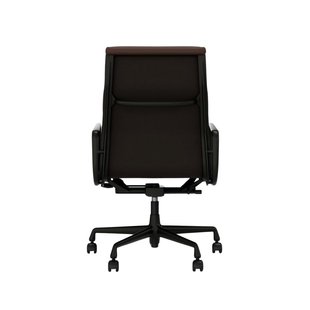 Vitra Soft Pad Chair EA 219 - Wieltjes voor harde bodems - Leder Premium F/Plano - kastanje/bruin - diepzwart