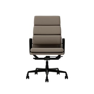 Vitra Soft Pad Chair EA 219 - Wieltjes voor harde bodems - Leder Premium F/Plano - zand/coffee - diepzwart