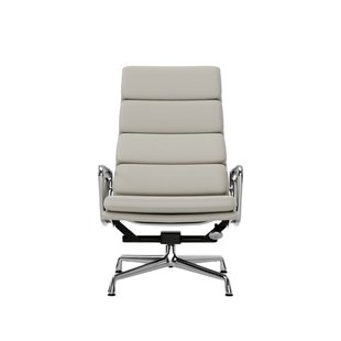 Vitra Soft Pad Chair EA 222 - Glijders voor harde vloer - Leder/Plano - snow/wit - verchroomd