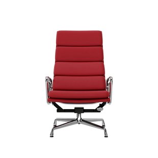 Vitra Soft Pad Chair EA 222 - Glijders voor harde vloer - Leder Premium F/Plano - red stone/rood-cognac - verchroomd