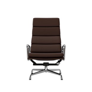 Vitra Soft Pad Chair EA 222 - Glijders voor harde vloer - Leder Premium F/Plano - kastanje/bruin - verchroomd