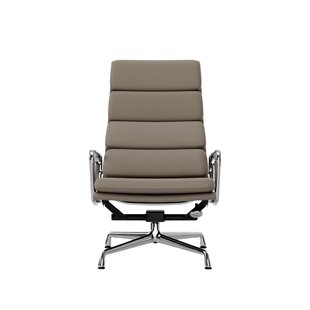 Vitra Soft Pad Chair EA 222 - Glijders voor harde vloer - Leder Premium F/Plano - zand/coffee - verchroomd