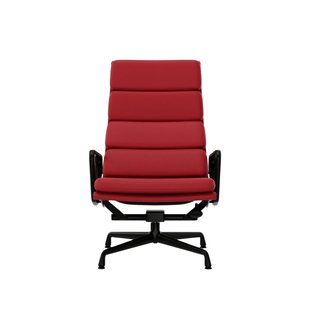 Vitra Soft Pad Chair EA 222 - Glijders voor harde vloer - Leder Premium F/Plano - red stone/rood-cognac - diepzwart