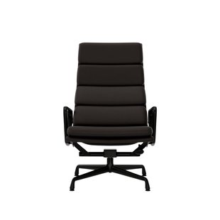 Vitra Soft Pad Chair EA 222 - Glijders voor harde vloer - Leder Premium F/Plano - chocolade/bruin - diepzwart
