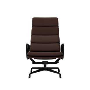 Vitra Soft Pad Chair EA 222 - Glijders voor harde vloer - Leder Premium F/Plano - kastanje/bruin - diepzwart