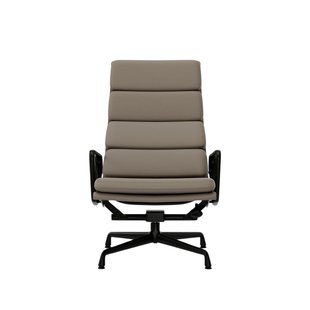 Vitra Soft Pad Chair EA 222 - Glijders voor harde vloer - Leder Premium F/Plano - zand/coffee - diepzwart