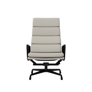 Vitra Soft Pad Chair EA 222 - Glijders voor harde vloer - Leder Premium F/Plano - snow/wit - diepzwart
