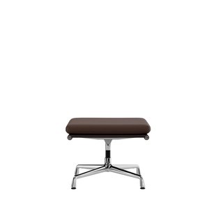Vitra Soft Pad Chair EA 223 - Voetenbank - Leder/Plano - kastanje/bruin - verchroomd
