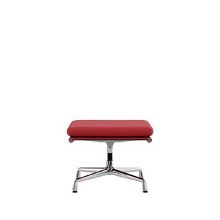 Vitra Soft Pad Chair EA 223 - Voetenbank - Leder/Plano - rood/poppy red - verchroomd