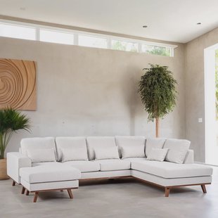 BASE 3-zits Hoekbank 'Kirstan' Rechts, kleur Beige