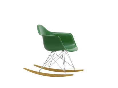 Vitra RAR Eames Plastic Armchair - sleden esdoorn goudkleurig - verchroomd - smaragd RE