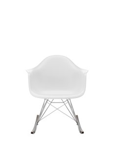 Vitra RAR Eames Plastic Armchair - sleden esdoorn donker - verchroomd - katoen wit RE