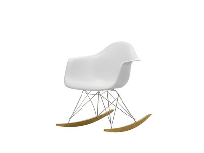 Vitra RAR Eames Plastic Armchair - sleden esdoorn goudkleurig - wit - katoen wit RE