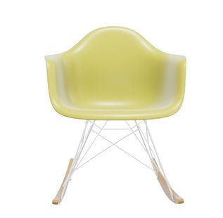 Vitra RAR Eames Plastic Armchair - citron RE - wit - sleden esdoorn goudkleurig