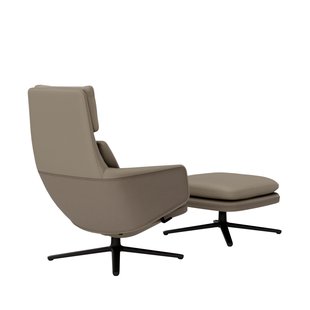 Vitra Grand Relax met Ottoman - Leer zand - basic dark gepoedercoat