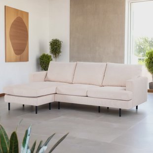 BASE 3-zits Loungebank 'Shikita' Links/Rechts, Rib, kleur Beige