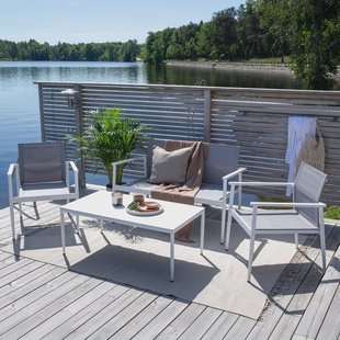 Nohr Loungeset 'Erikka' Met bank, 2 loungestoelen en tafel, kleur Wit/Grijs