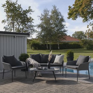 Nohr Loungeset 'Felica' Met bank, 2 loungestoelen en tafel, kleur Antraciet