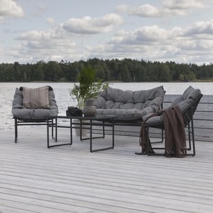 Nohr Loungeset 'Ingo' Met bank, 2 loungestoelen en tafel, kleur Zwart