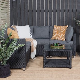 Nohr Loungeset 'Jennika' Met hoekbank en tafel, kleur Zwart