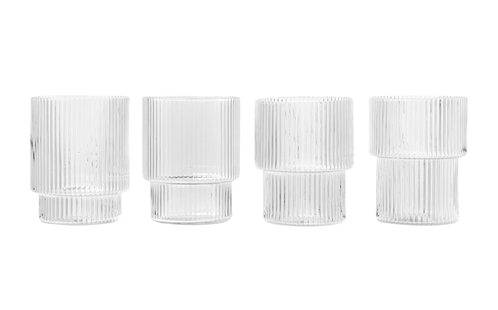 Ferm Living Ripple Glazen (set van 4) - clear