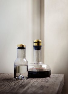 Audo Glazen fles - 0,5 l - gerookt glas, messing