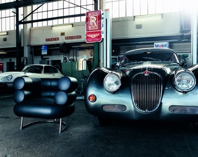 ClassiCon Bibendum fauteuil - zwart - Stof Manila oranje