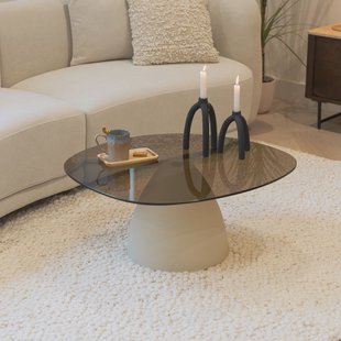 Sohome Organische Salontafel 'Jacky' Glas en betonlook, 86 x 76cm