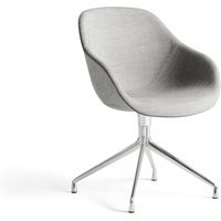 HAY About A Chair AAC 121 - gepolijst aluminium - Kvadrat Divina Melange 120 - lichtgrijs
