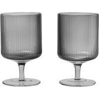Ferm Living Ripple wijnglazen (Set van 2) - smoked grey