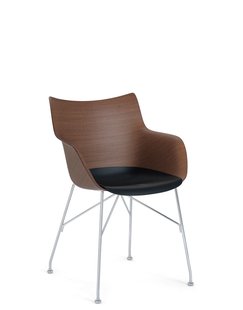 Kartell Q/Wood Armleunstoel - donker hout / chroom